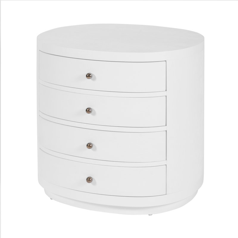 Table de chevet 4 tiroirs Celine, Blanc texturé