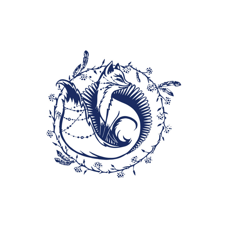 Décalcomanie murale fox, Bleu marine
