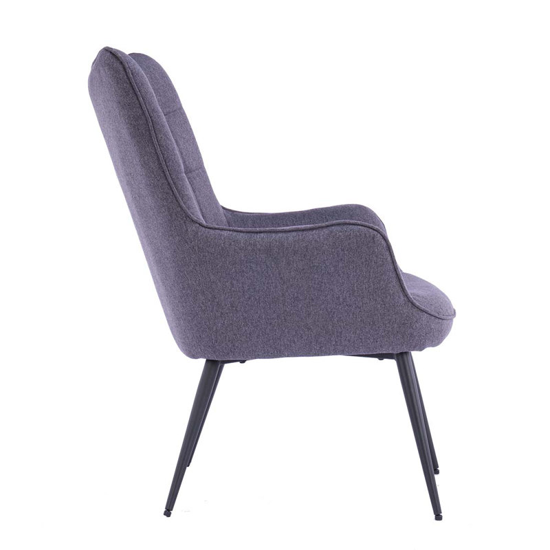 Pippin Upholstered Accent Chair with Footstool, Charcoal