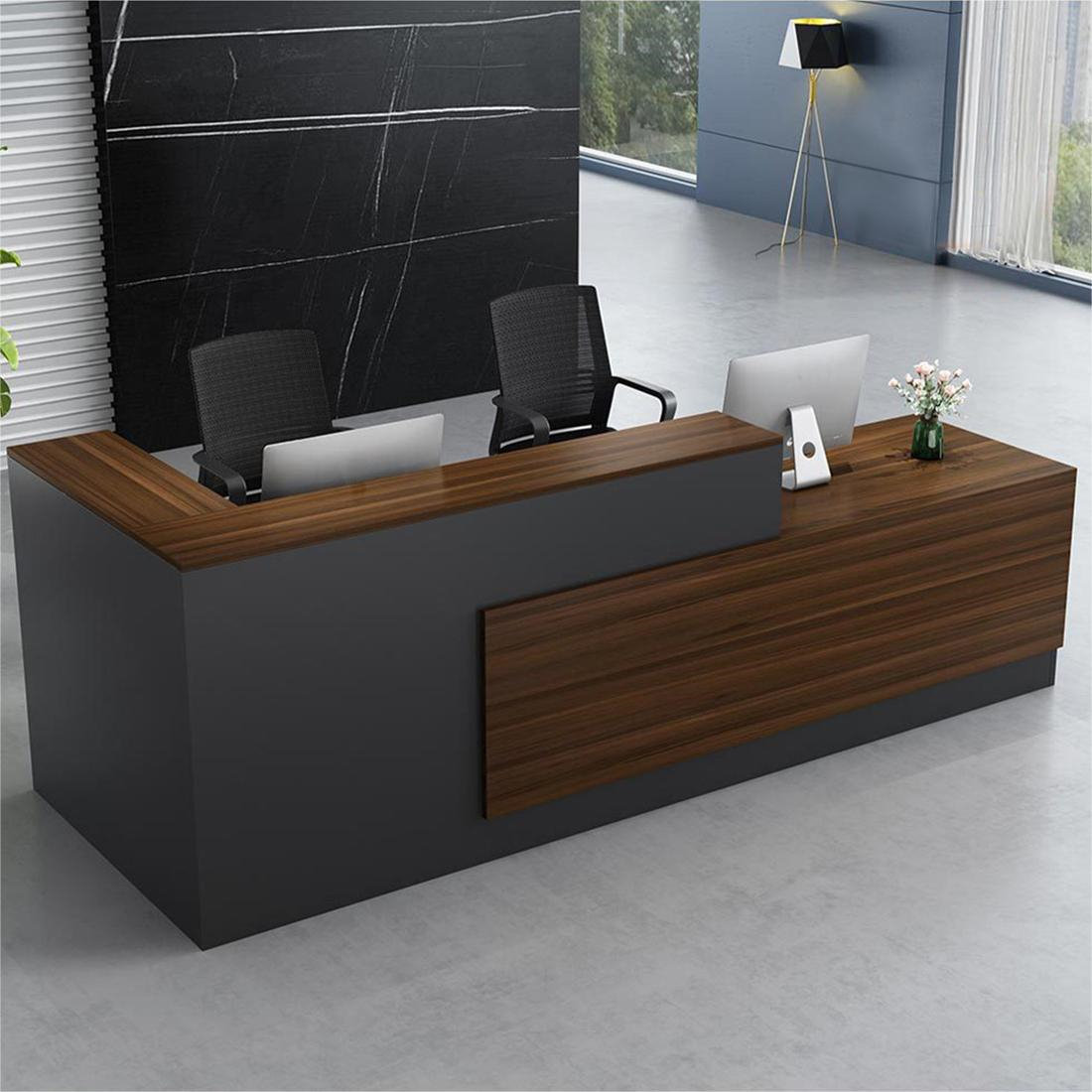 Ebern Designs Farfan L-Shaped Laminate Reception Desk with Filing ...