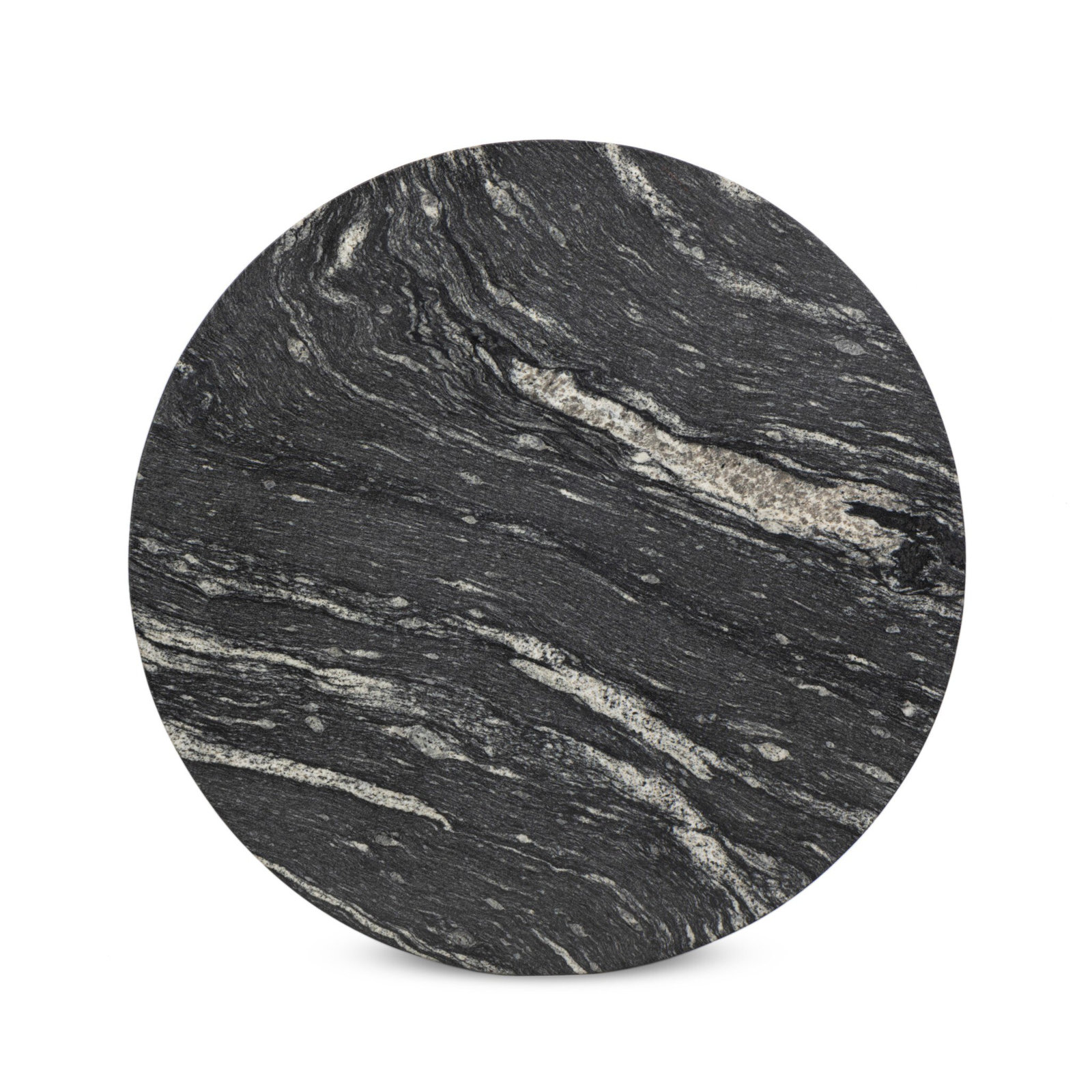 Single Coffee Table, Polished Marble Top/Hammered Gray Base, 15.75" H x 35.25" L x 35.25" W