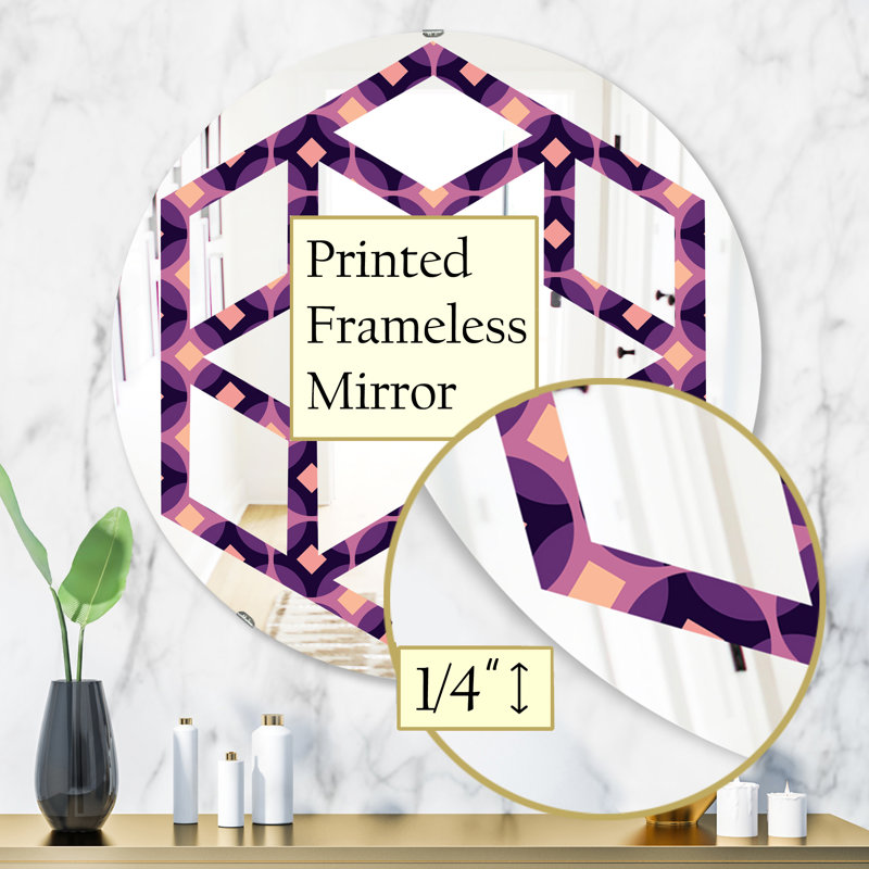 Miroir mural Hexagon Star, 23,6 po x 23,6 po, Mauve