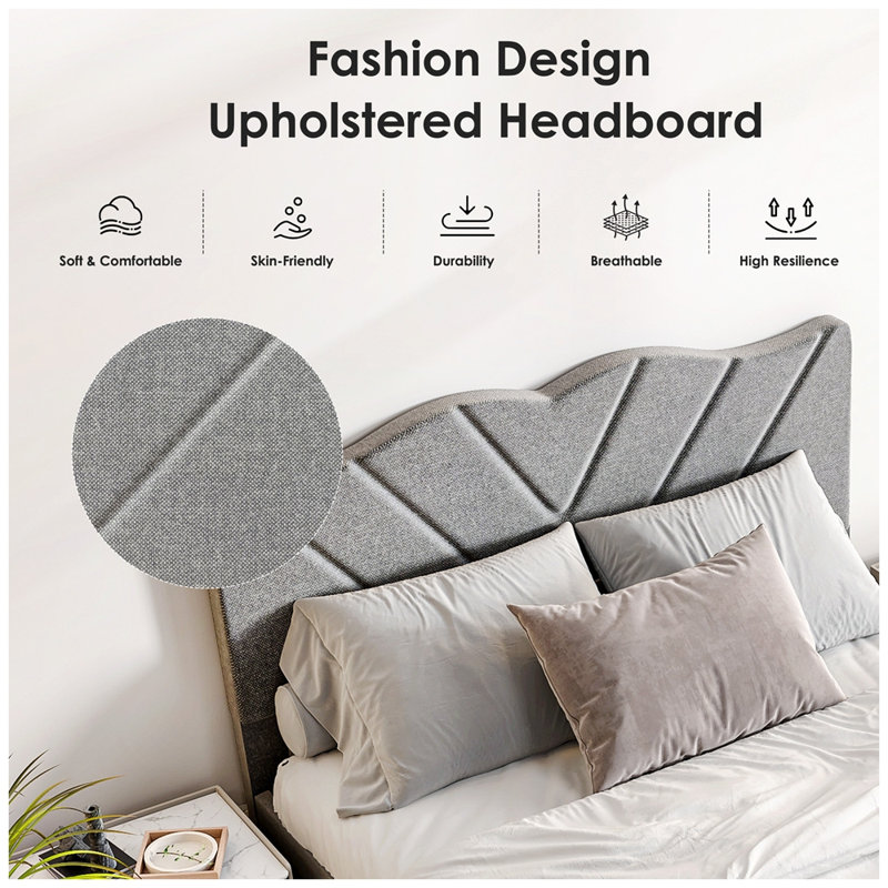 Lit plateforme en tissu d'ameublement, Double