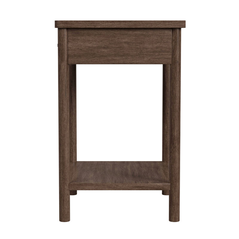 Lennon 1 Drawer Rounded Leg Nightstand, Dark Brown