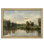 Décoration murale traditionnelle étang traditionnel sur l'eau avec arbres et ciel encadré doré