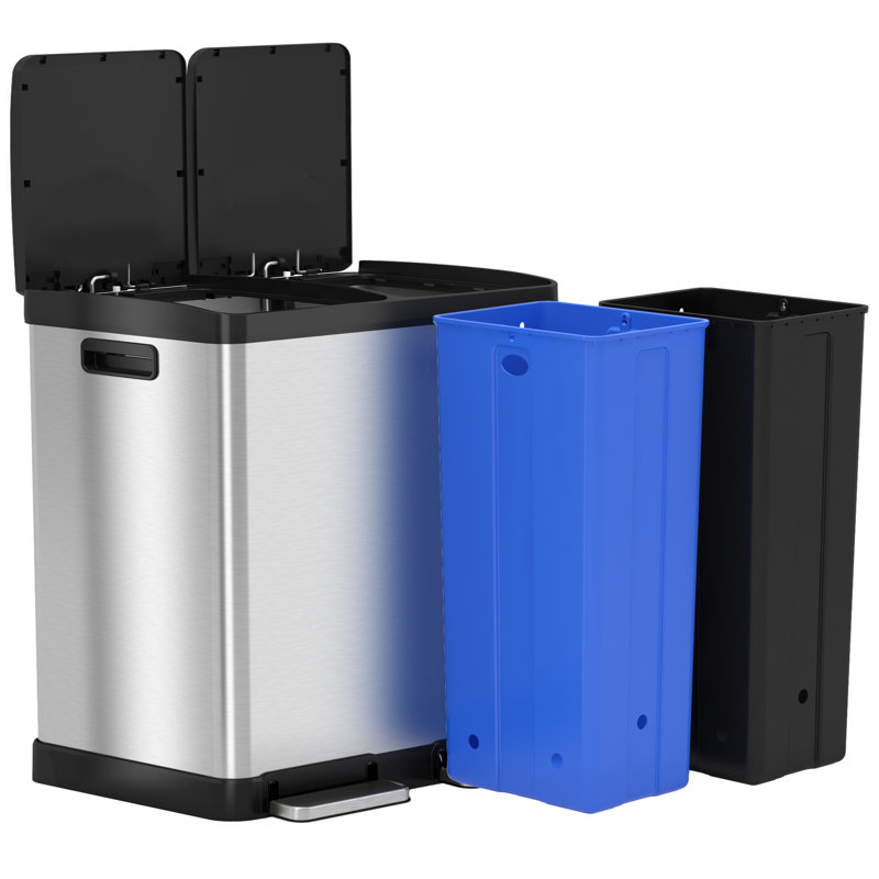 16 Gallon Stainless Steel Dual Step Kitchen Trash Can