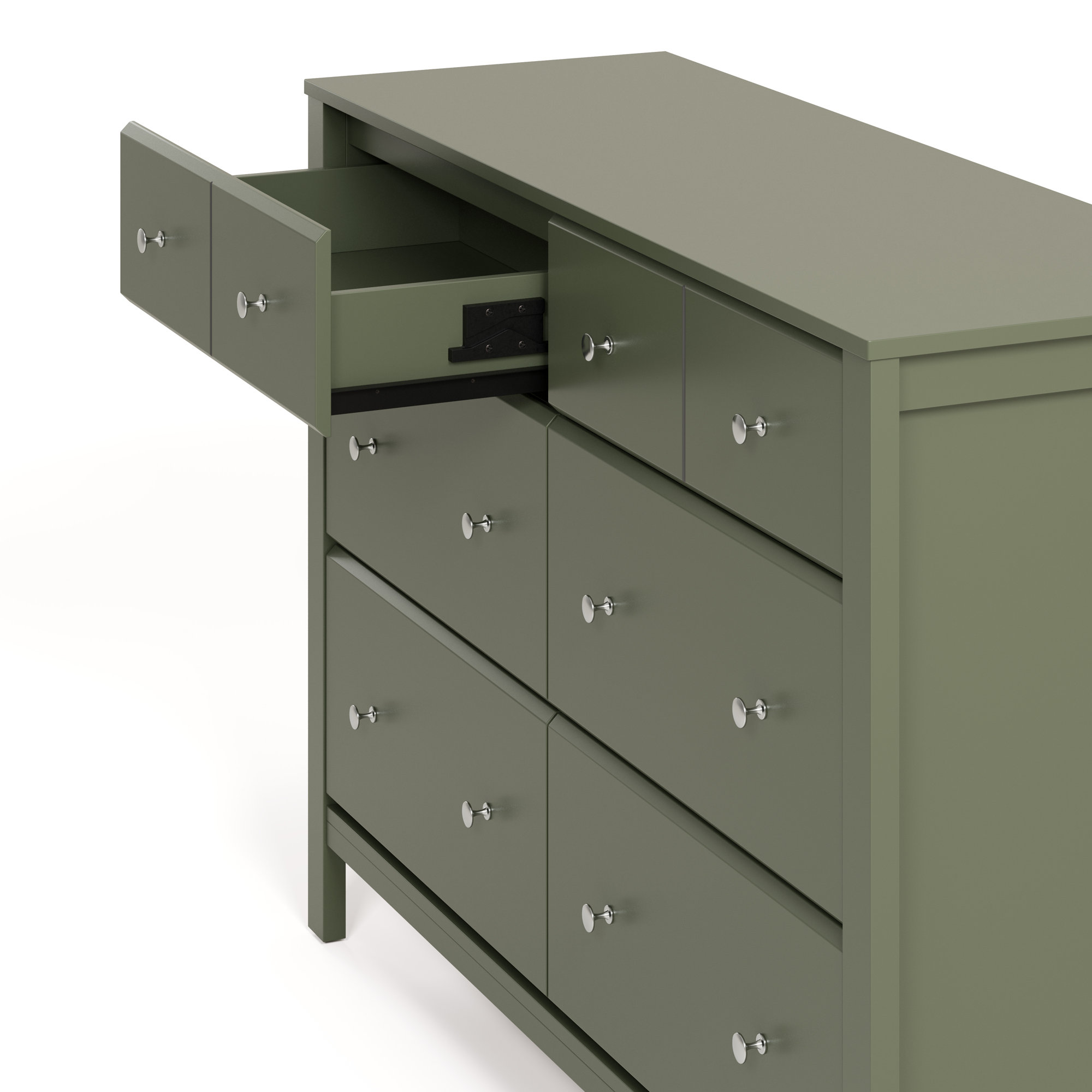 Horizon 6 Drawer Double Dresser, Olive