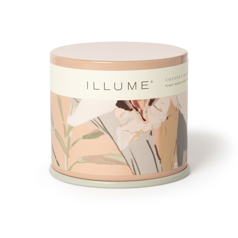 Coconut Milk Mango Scented Candle in Beige Floral Tin