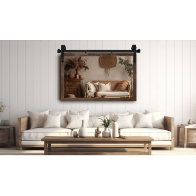 Ozark Hardwood Walnut Mirror With Steel Barn Door Rail