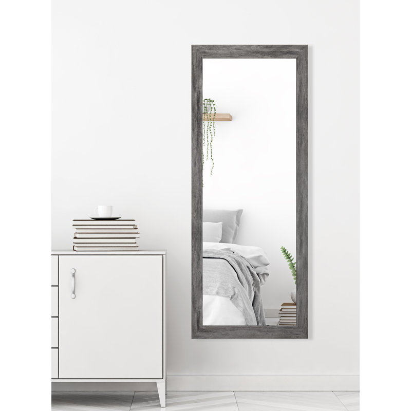 Hruby Engineered Wood Flat Wall Mirror, 26" H x 64" W, Grey