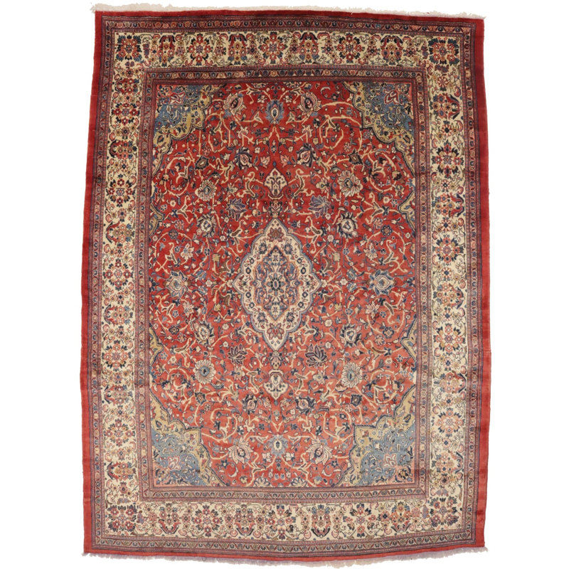 Tapis rouge semi-antique écarlate 10 x 14