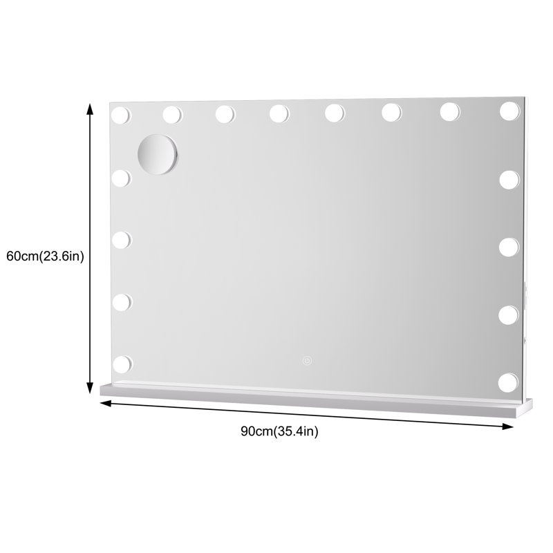 Miroir de maquillage rectangulaire rectangulaire avec verre trempé et garantie de 3 ans Hollywood, 35 po x 23,50 po
