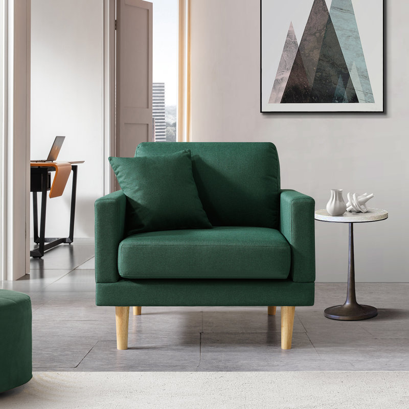 Fauteuil de 34 po de large Murnie, Mélange de polyester vert foncé