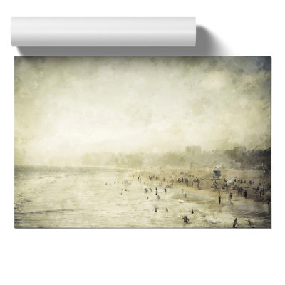 Santa Monica Beach Painting - Frameless Print