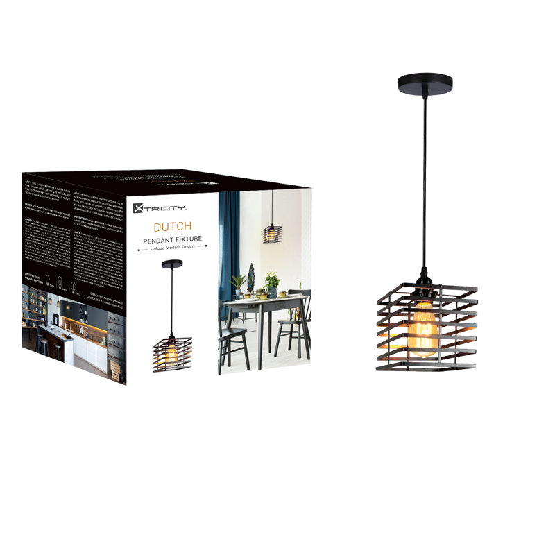 Luminaire suspendu carré unique à 1 lumière Dutch