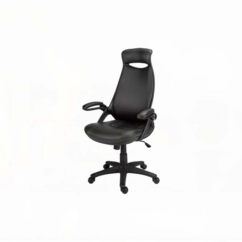 Office Chair,Adjustable Height,Swivel,Ergonomic,Armrests,Computer Desk,Work,Black Leather Look,Black Metal,Contemporary,