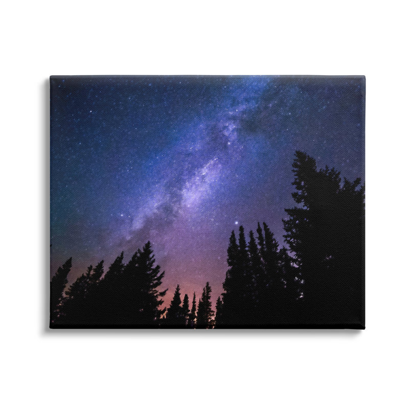 " Deep Blue & Purple Galaxy Sky Stars Woodlands Border " by Alpenglow Workshop, Wrapped Canvas, 20" W x 16" H