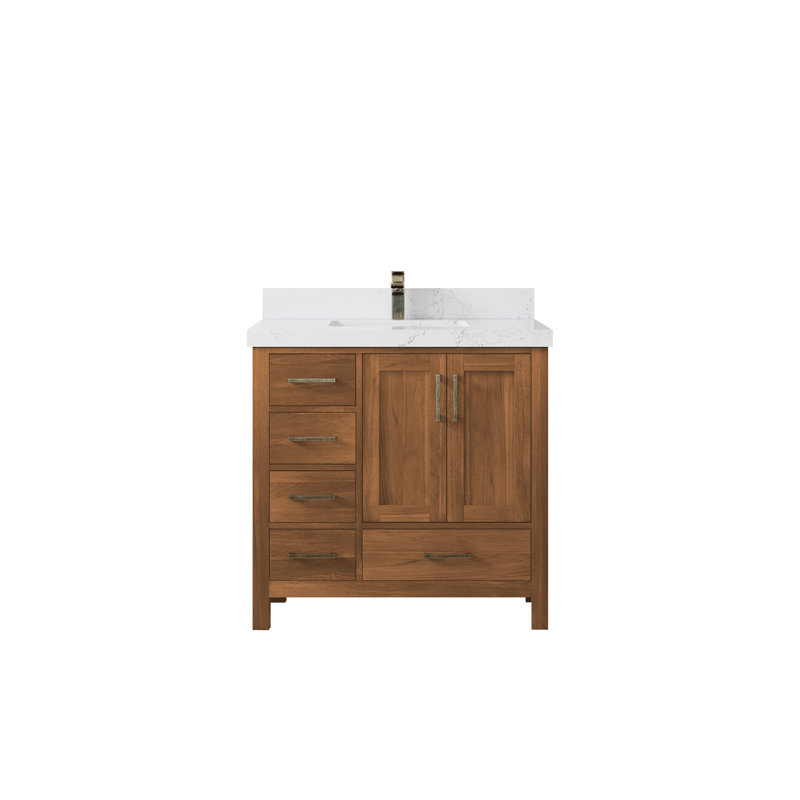 Ensemble de meuble-lavabo simple 36 po Malibu, Empira blanc quartz