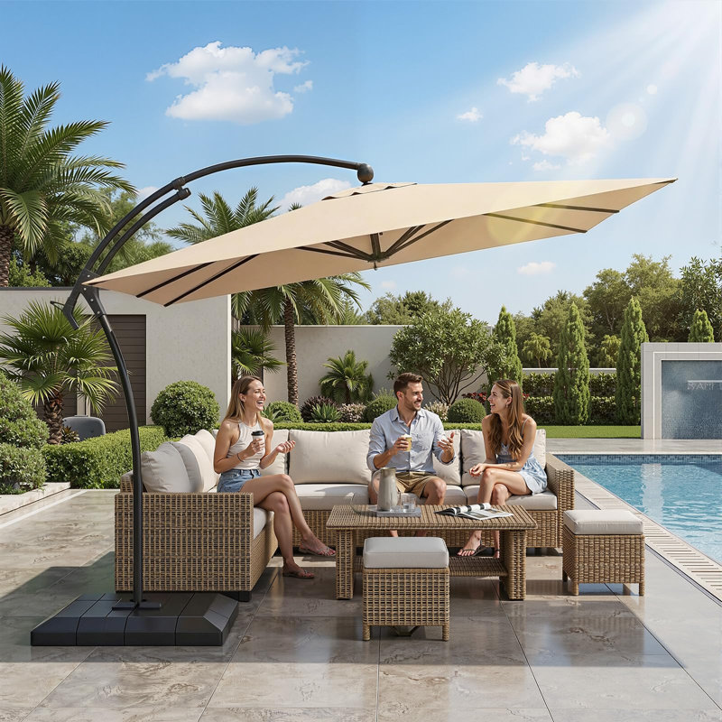 free standing umbrella for patio 10x13 ft large with base It is also a perfect choice when there is rain Grand patio 11FT Cantilever Umbrella