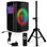 Pyle Portable Bluetooth Speaker With 8" Inch Woofer, TWS Function, Mic Input, USB/Micro SD/FM Radio, Colorful Ring Lights, 120W Rechargeable Battery, Tripod Stand, Hi-Fi Sound, Indoor/Outdoor Use