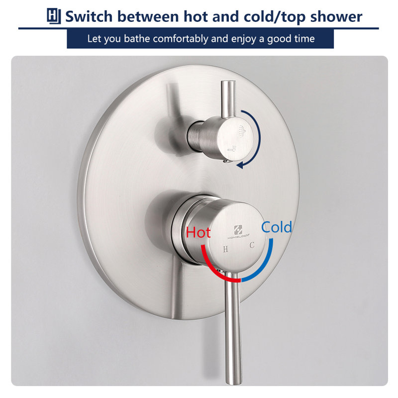 Complete Shower System with Rough in-Valve, Brushed Nickel