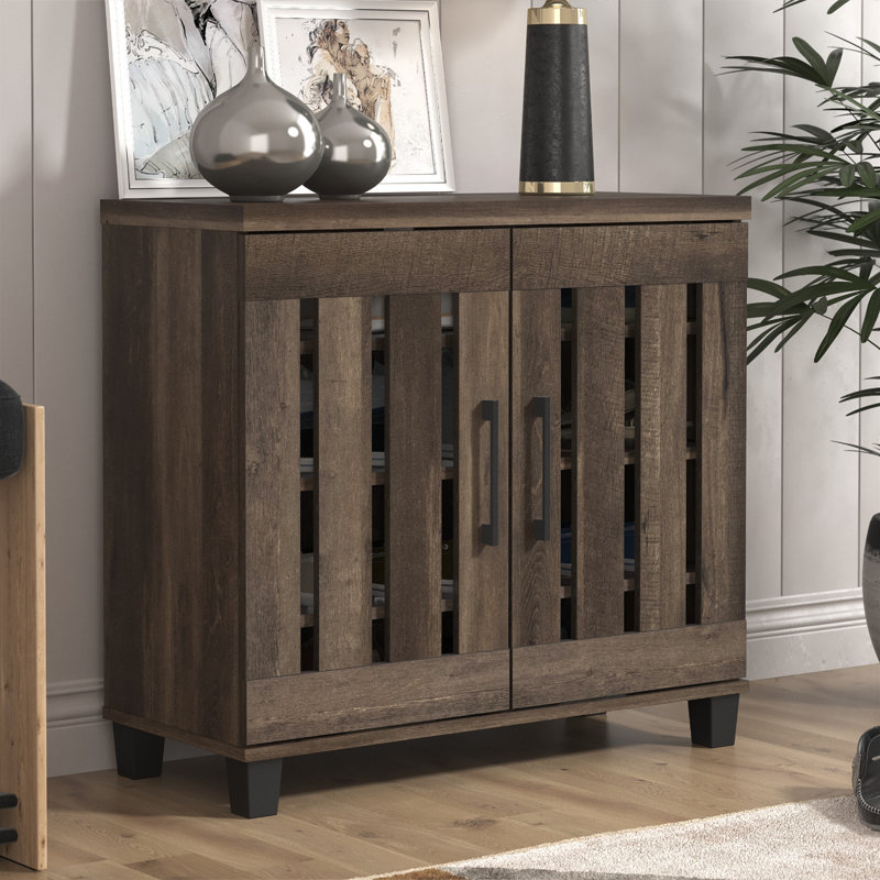 Banos 2 Door Shoe Storage Cabinet, Dark Dusty Oak
