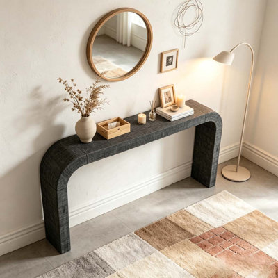 52" Wood Console Table with Curved Edge