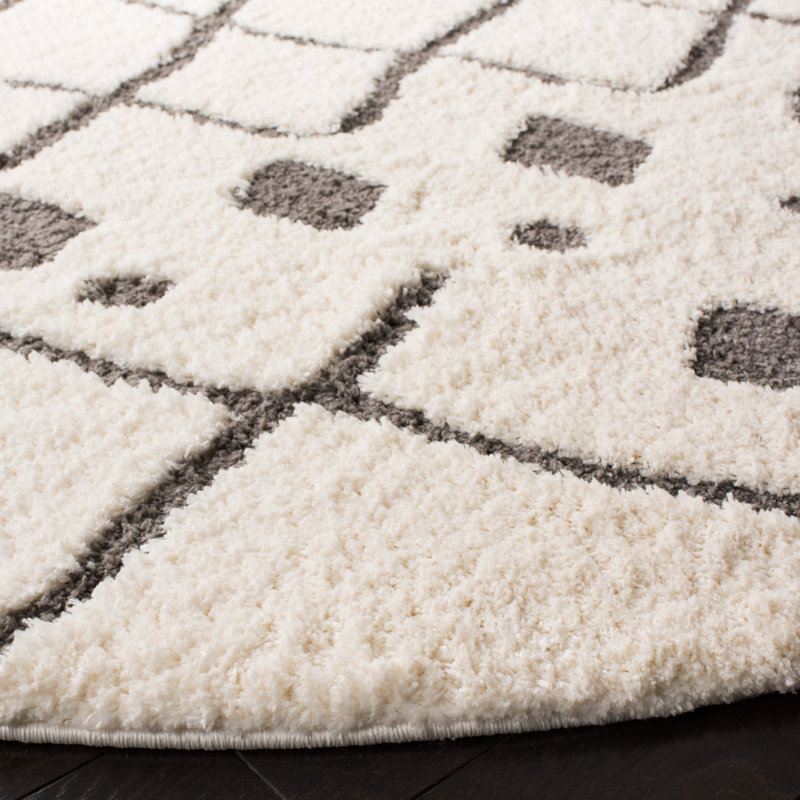 Olga Shag Performance Geometric Rug, Round 6'7"