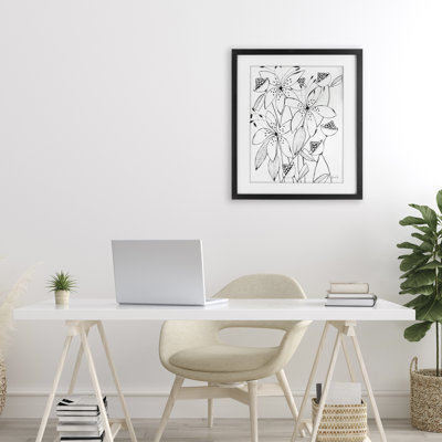 «Open Blooms Outline», reproduction encadrée sous verre, conception de Krinlox