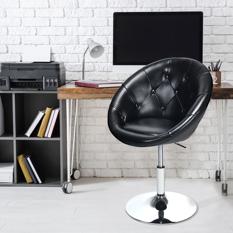 Fauteuil demi-tonneau pivotant de 25 po Chinn, Similicuir noir