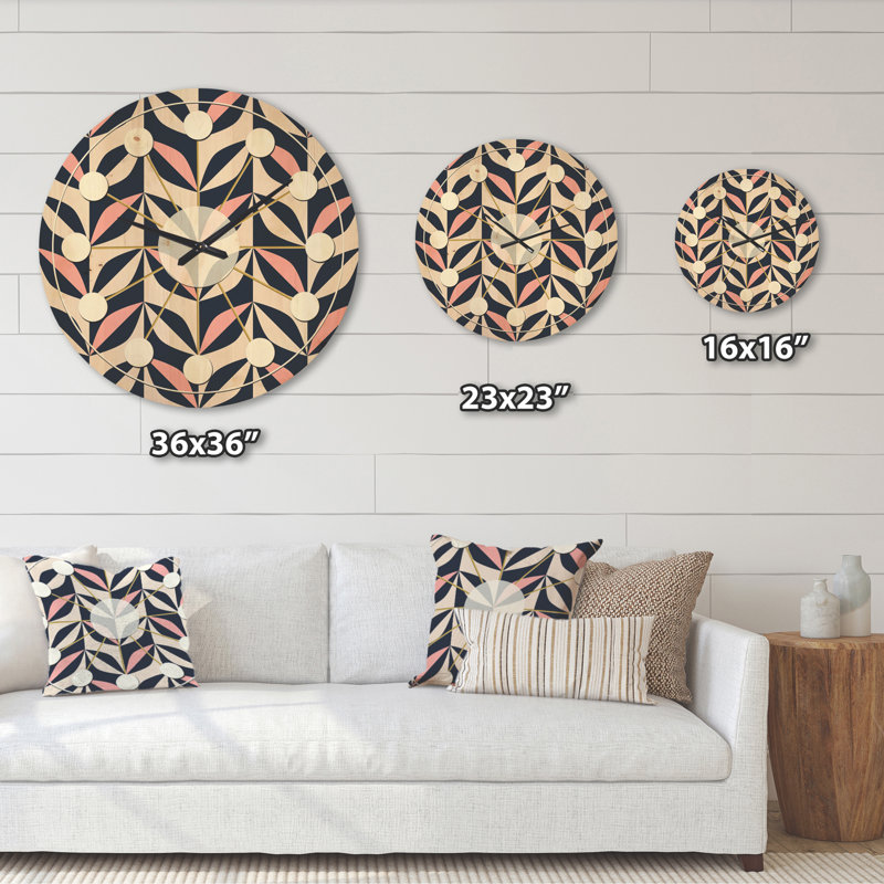 Horloge murale en bois Floral Botanical, Grand