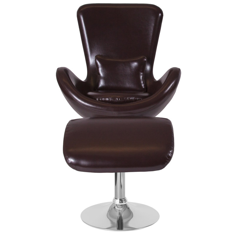 Chaise d'appoint Marilo LeatherSoft avec siège incliné et repose-pieds - siège d'invité, Brun