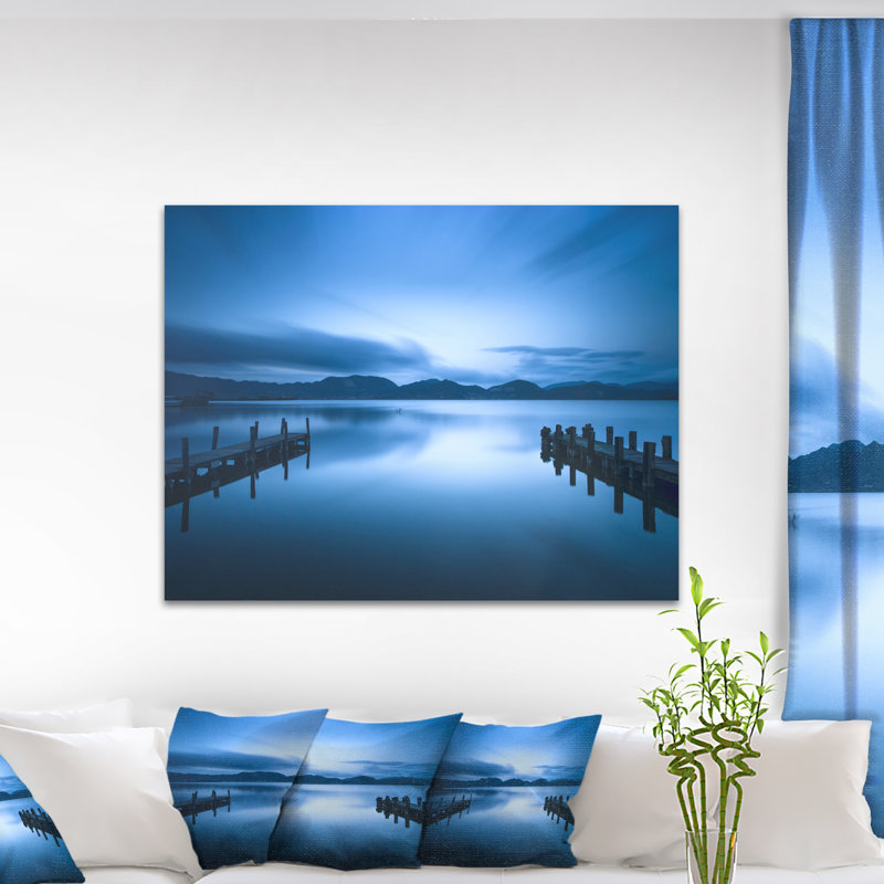 Impression de paysage marin «mer bleu foncé et piles», H 30 po x l 40 po x P 1,5 po, Toile tendue