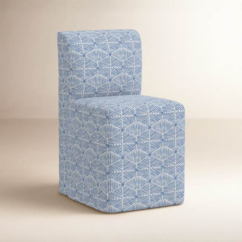 Mendy Upholstered Dining Chair, Painted Diamond Dusty Blue