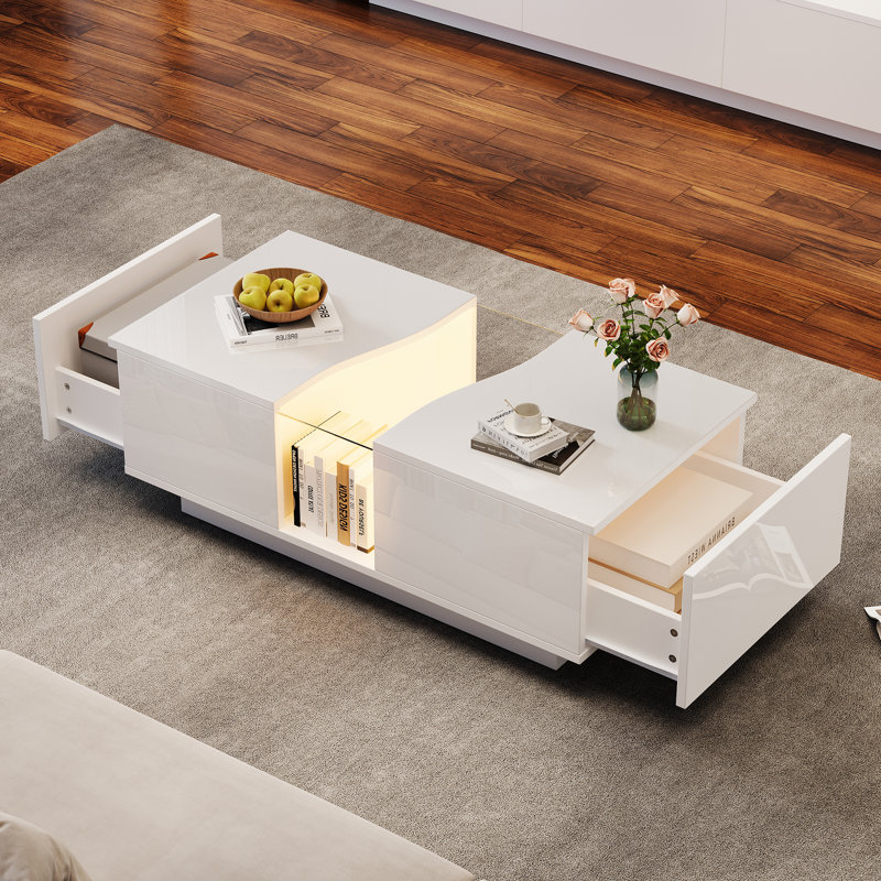 Coffee Table with Storage, White