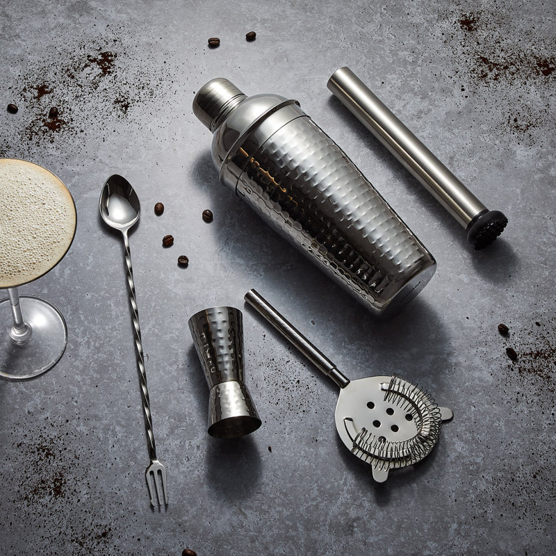 5Pc Hammered Stainless Steel Manhattan Cocktail Set