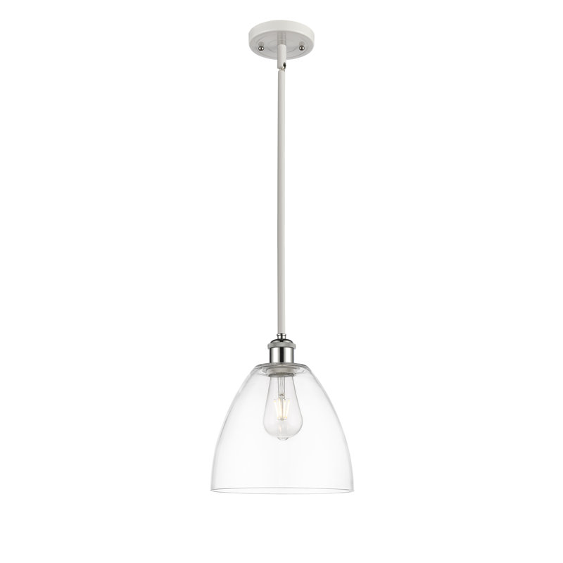 Alonta 1 - Light Single Pendant, Clear, 44.25" H x 9" W x 9" D, White/Polished Chrome