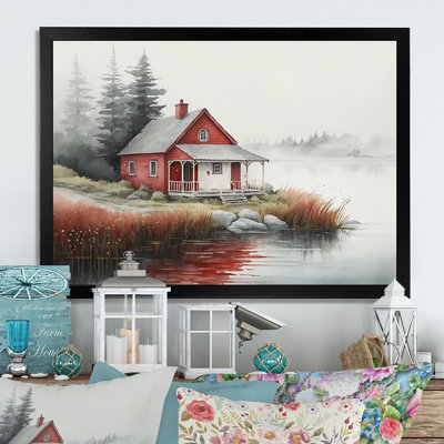 Cottage par le lac - reproduction sur toile