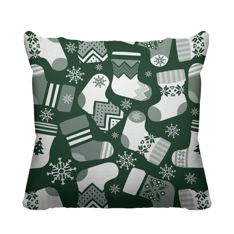 Coussin décoratif intérieur / extérieur Christmas Stockings, L 15 po x H 15 po, Sauge