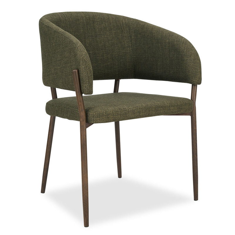 Oxford Upholstered Dining Chairs Set, Dark Brown Wood, Green
