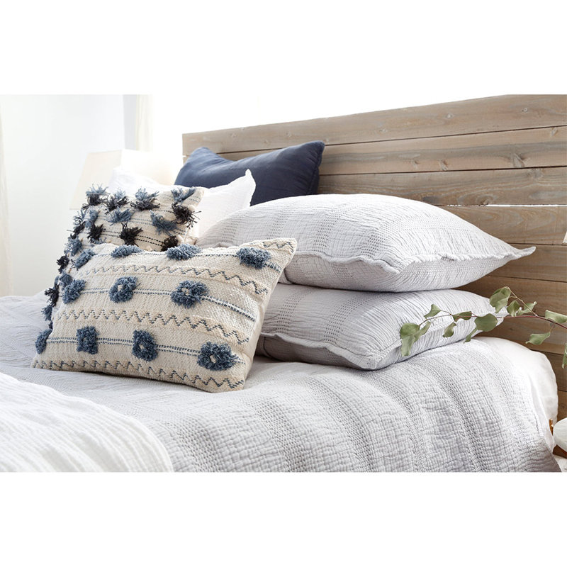 Nantucket Gray/White/Midnight Cotton Piece King Sham, Gray, King