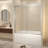 56-60" X 60" Tempered Glass With Explosion Proof Film, Aluminum Frame Double Sliding Shower Door, "1/4 (6 Mm), Stainless Steel Handle,Brushed Nickel-119866323