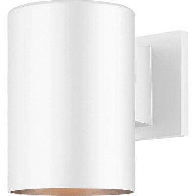 1-Light Indoor or Outdoor 7.25"H White Aluminum Cylinder Wall Mount Sconce