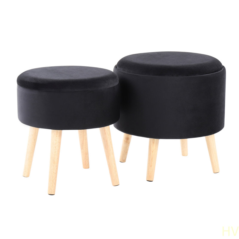 Repose-pieds avec rangement Tabouret Tray, Noir