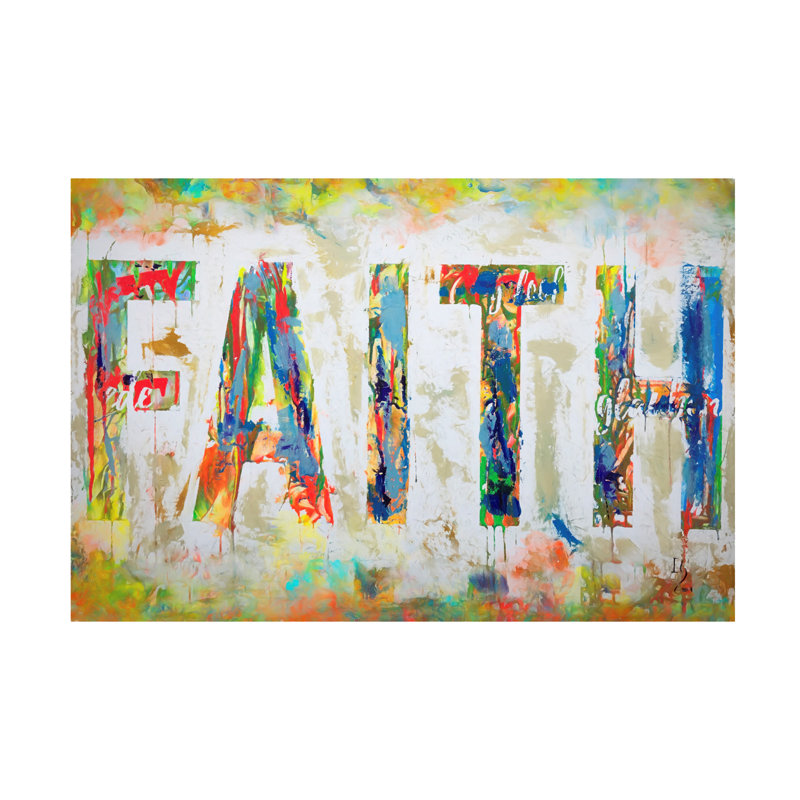 «Faith On Canvas» par Ivan Guaderrama, art textuel, H 12 po x l 19 po x P 2 po