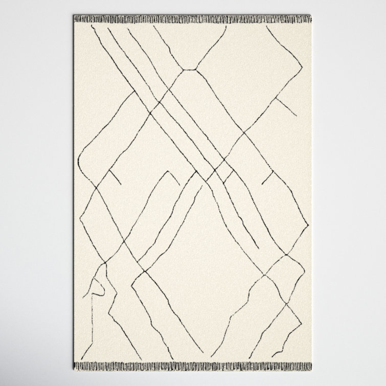 Isla Moroccan Handmade Tufted Wool Cream/Black Area Rug