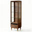 Vitrine Mid-Century en noyer, tablettes en verre