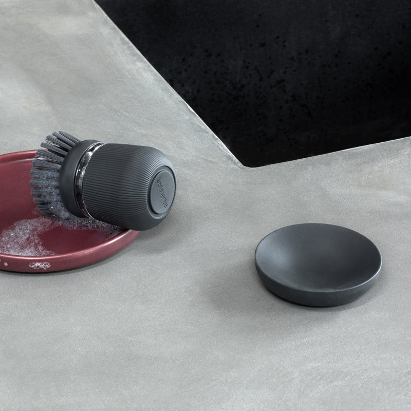 Brabantia SinkSide Dishwashing Liquid Dispensing Scrubbing Brush, Dark Gray
