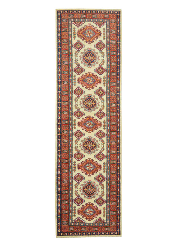 Tapis de la laine beige/orange 2 pi 6 po x 9 pi 9 po main one-of-kind-noué la 2010 Kazak