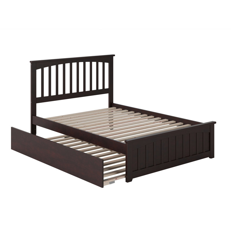 Huntsville Solid Wood Platform Bed with Matching Footboard and Roll Out Trundle, Espresso